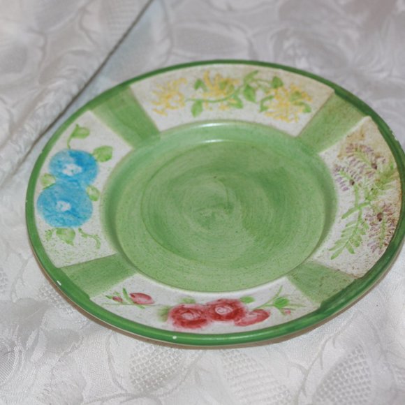 Yankee Candle Ceramic Shade Topper And Plate Floral Spring Summer Green - Picture 3 of 4